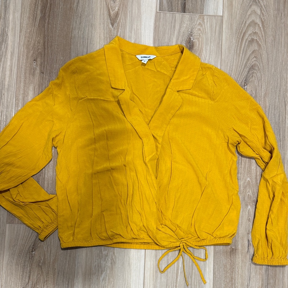 Express Golden Wrap Blouse
